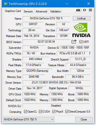 PCWINMAX GTX 750Ti Graphics Card 2GB GDDR5 128bit Direct X12 640SP Video Card HD DVI VGA Low Progile GPU for Gaming